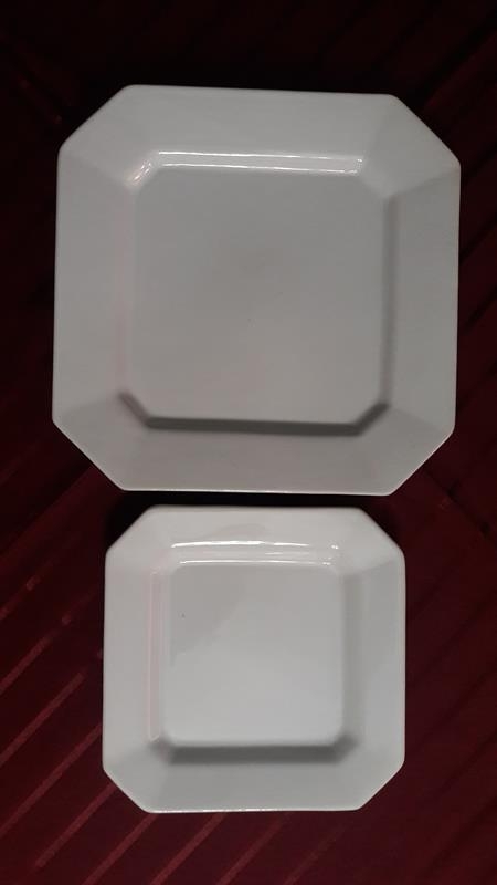 Prato de Cerâmica para Refeição e Sobremesa Quadrado Prato de Cerâmica para Refeição e Sobremesa Quadrado